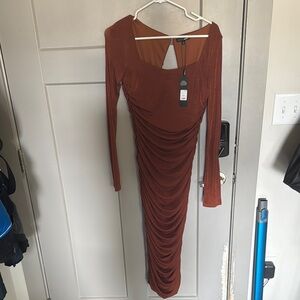 Fashion Nova New with Tags Brown Long Sleeve Dress